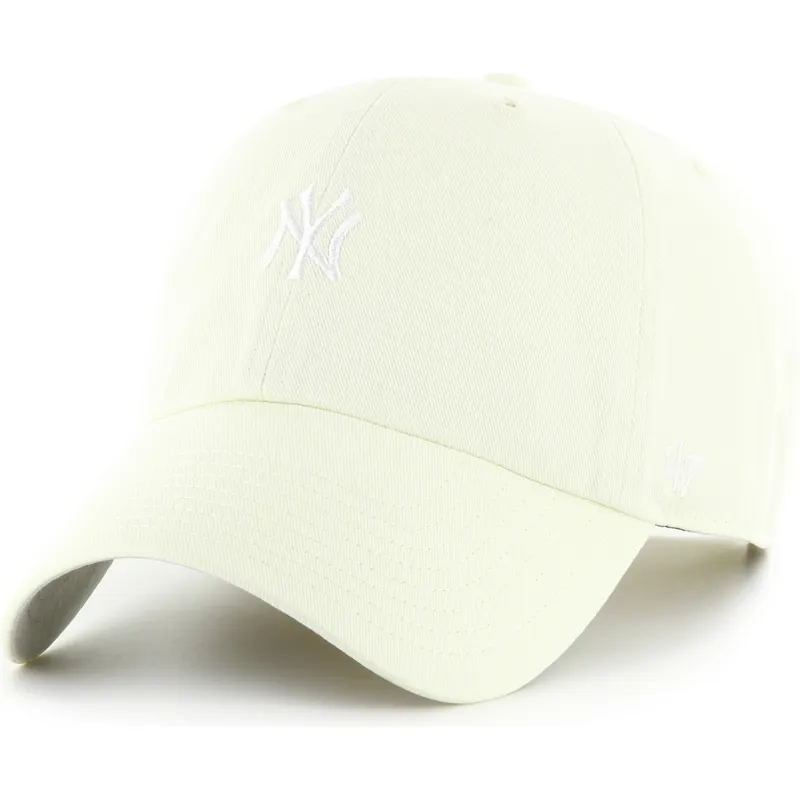 47-brand-curved-brim-clean-up-base-runner-new-york-yankees-mlb-light-yellow-adjustable-cap