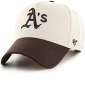 47-brand-curved-brim-mvp-dt-sure-shot-two-tone-cotton-oakland-athletics-mlb-beige-and-brown-snapback-cap