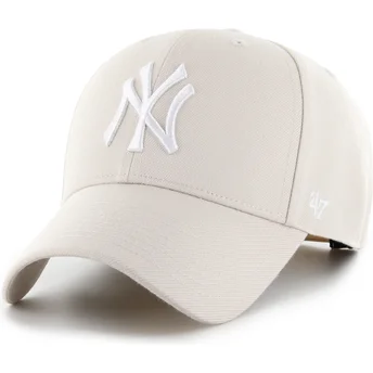 47 Brand Curved Brim MVP Bone New York Yankees MLB Beige Snapback Cap