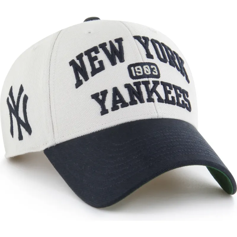 47-brand-curved-brim-mvp-broke-line-new-york-yankees-mlb-beige-and-navy-blue-adjustable-cap
