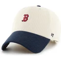 47-brand-curved-brim-clean-up-cord-base-runner-two-tone-boston-red-sox-mlb-beige-and-navy-blue-adjustable-cap