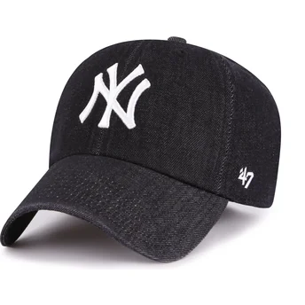 47 Brand Curved Brim Clean Up Lennon New York Yankees MLB Black Adjustable Cap