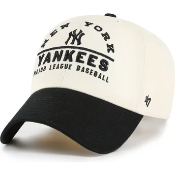 47 Brand Curved Brim Clean Up Windham New York Yankees MLB Beige and Black Adjustable Cap
