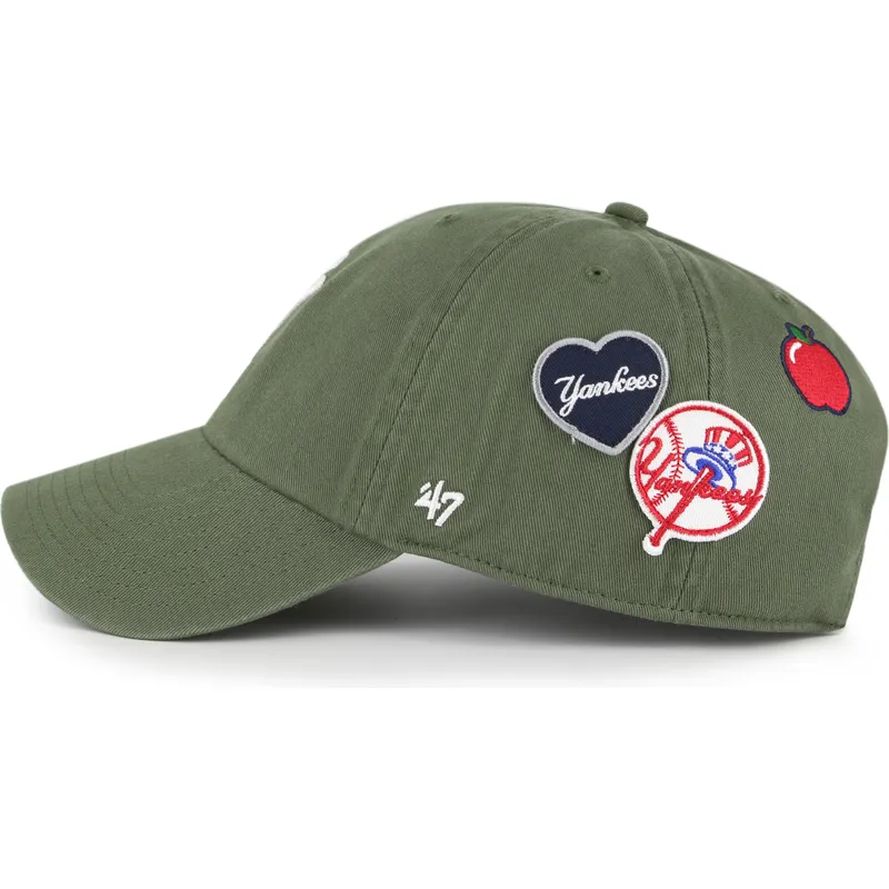 47-brand-curved-brim-clean-up-badges-new-york-yankees-mlb-green-adjustable-cap