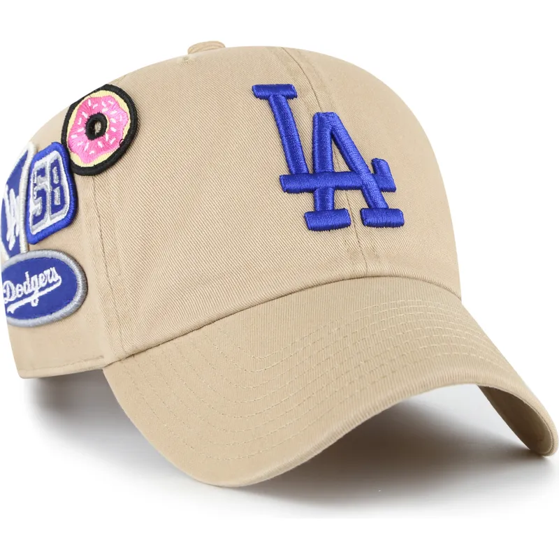 47-brand-curved-brim-clean-up-badges-los-angeles-dodgers-mlb-khaki-adjustable-cap