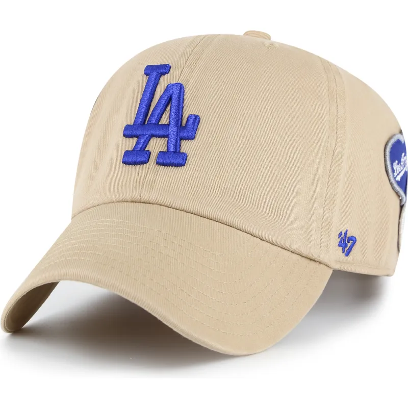 47-brand-curved-brim-clean-up-badges-los-angeles-dodgers-mlb-khaki-adjustable-cap