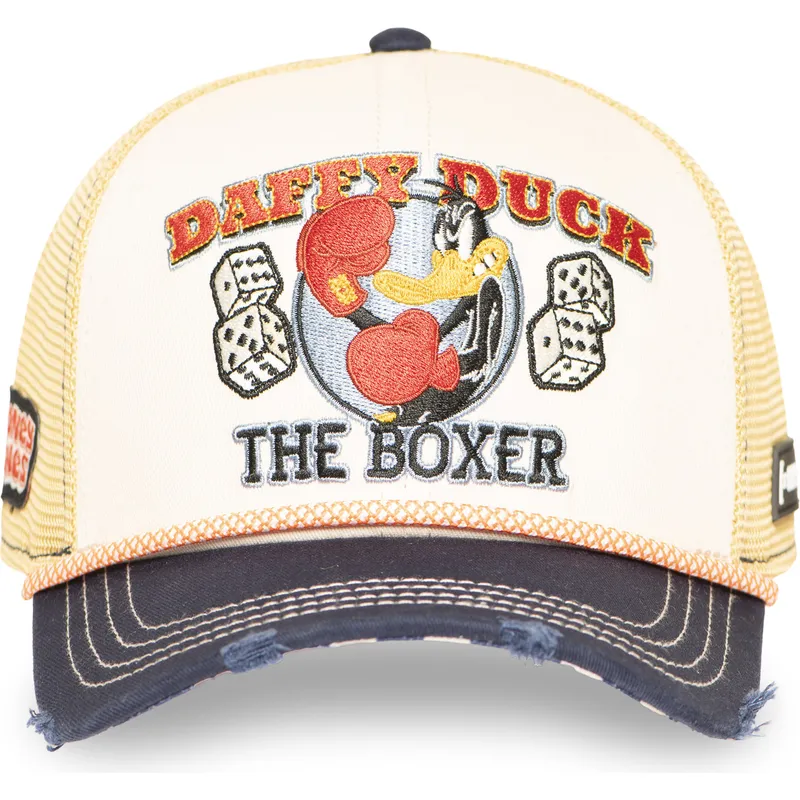 capslab-daffy-duck-loo13-pcsmcbb-looney-tunes-beige-and-navy-blue-trucker-hat