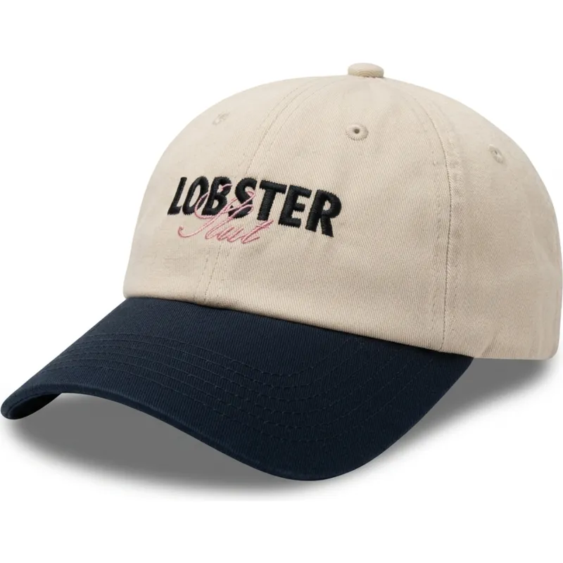 pica-pica-curved-brim-lobster-slut-beige-and-navy-blue-adjustable-cap