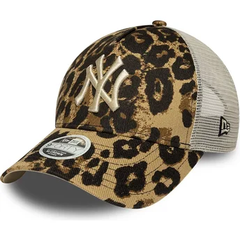 New Era Women 9FORTY M-Crown A Frame Leopard New York Yankees MLB Leopard Trucker Hat