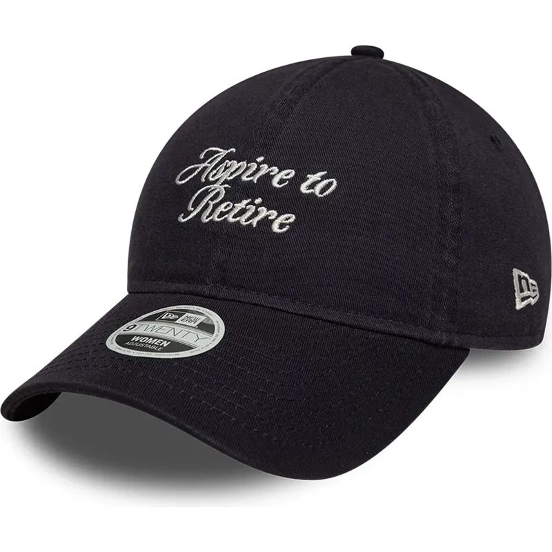 new-era-curved-brim-women-9twenty-aspire-to-retire-slogan-navy-blue-adjustable-cap