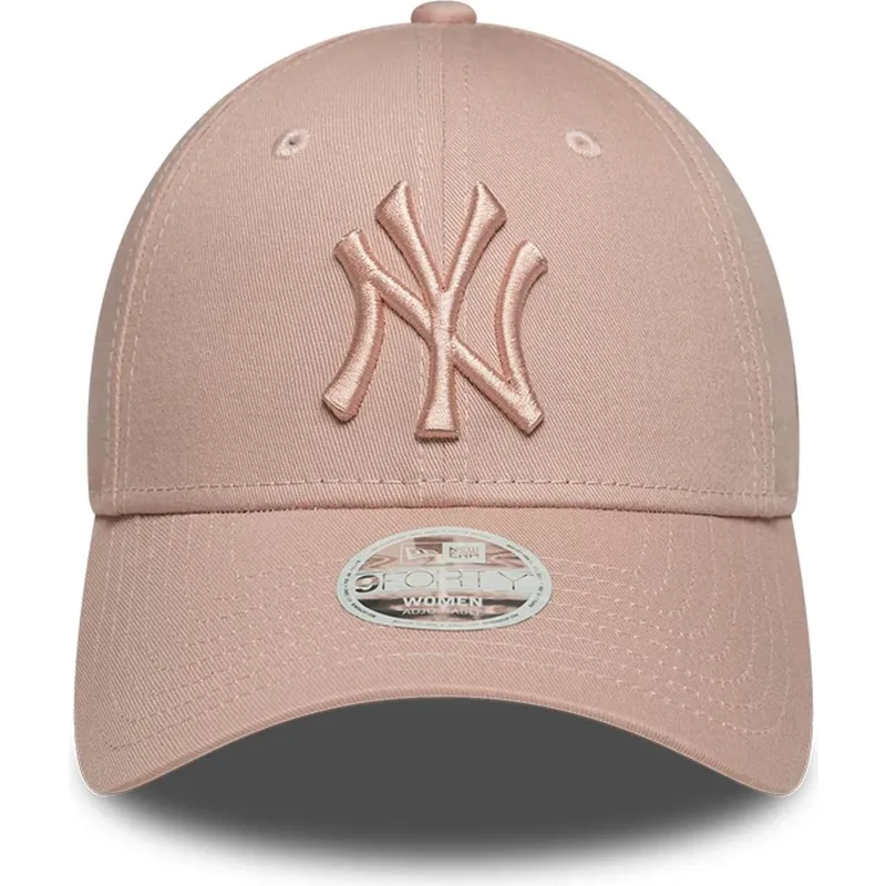 new-era-curved-brim-women-pink-logo-9forty-essential-new-york-yankees-mlb-pink-adjustable-cap