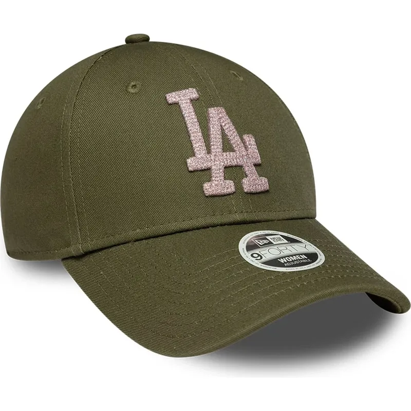 new-era-curved-brim-women-9forty-metallic-los-angeles-dodgers-mlb-green-adjustable-cap