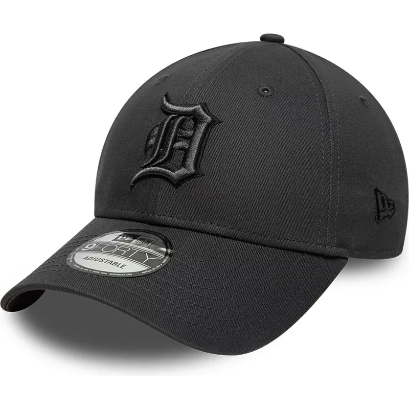 new-era-curved-brim-black-logo-9forty-team-outline-detroit-tigers-mlb-black-adjustable-cap