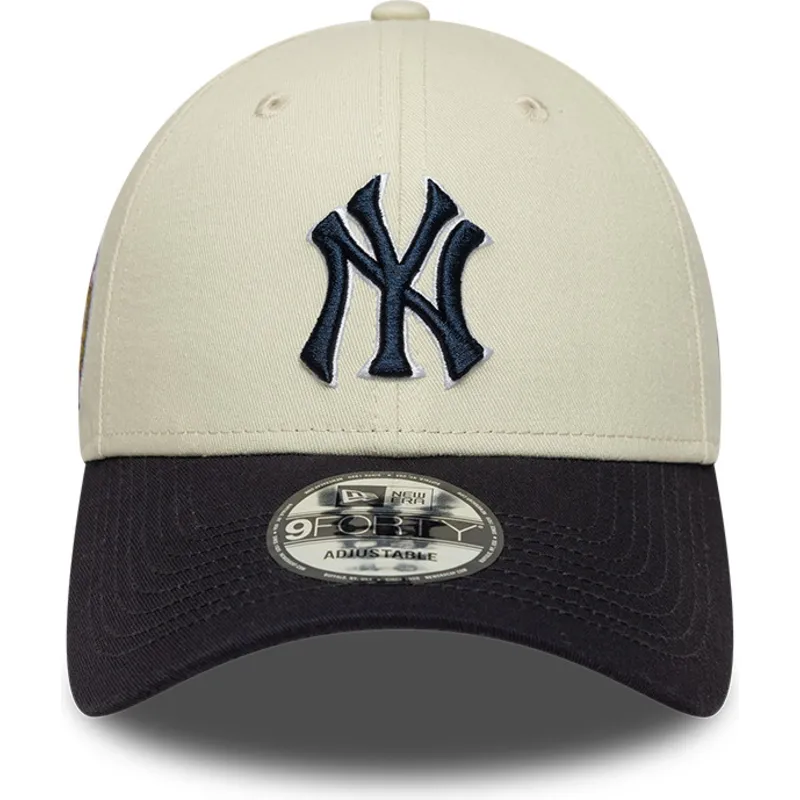 new-era-curved-brim-navy-blue-logo-9forty-world-series-new-york-yankees-mlb-beige-and-navy-blue-adjustable-cap