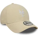 new-era-curved-brim-9forty-soft-cord-new-york-mets-mlb-beige-adjustable-cap