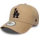 new-era-curved-brim-black-logo-e-frame-league-essential-los-angeles-dodgers-mlb-brown-snapback-cap