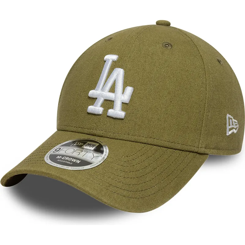 new-era-curved-brim-9forty-m-crown-linen-los-angeles-dodgers-mlb-green-snapback-cap