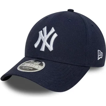New Era Curved Brim 9FORTY M-Crown Linen New York Yankees MLB Navy Blue Snapback Cap
