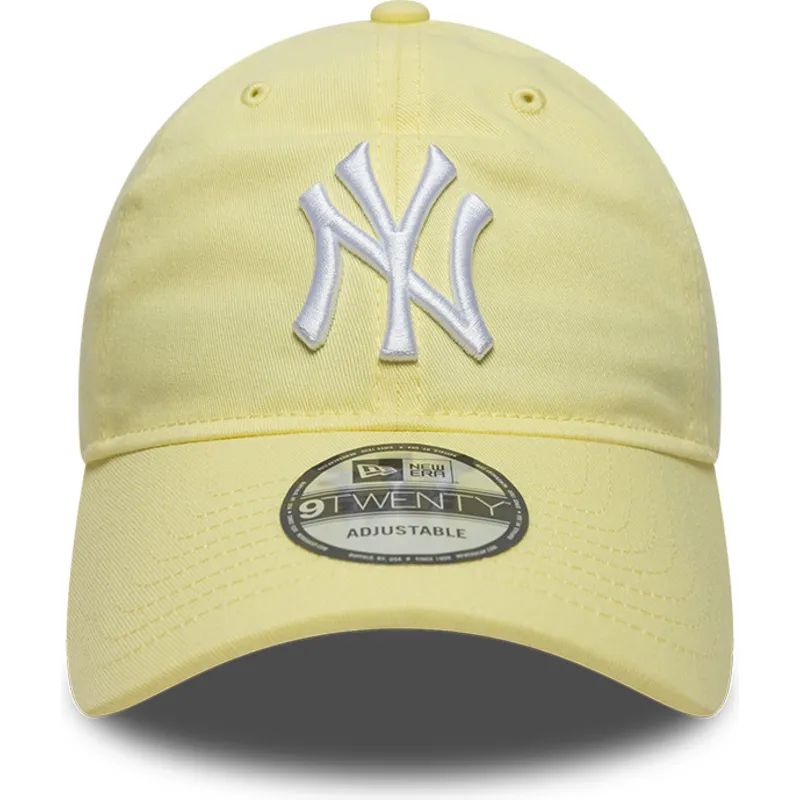 new-era-curved-brim-9twenty-league-essential-new-york-yankees-mlb-light-yellow-adjustable-cap