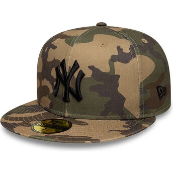 New Era Flat Brim Black Logo 59FIFTY Camo New York Yankees MLB Camouflage Fitted Cap