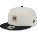 new-era-flat-brim-9fifty-training-pack-2026-las-vegas-raiders-nfl-beige-and-black-snapback-cap