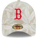 new-era-curved-brim-59forty-a-frame-leafy-palm-boston-red-sox-mlb-beige-fitted-cap
