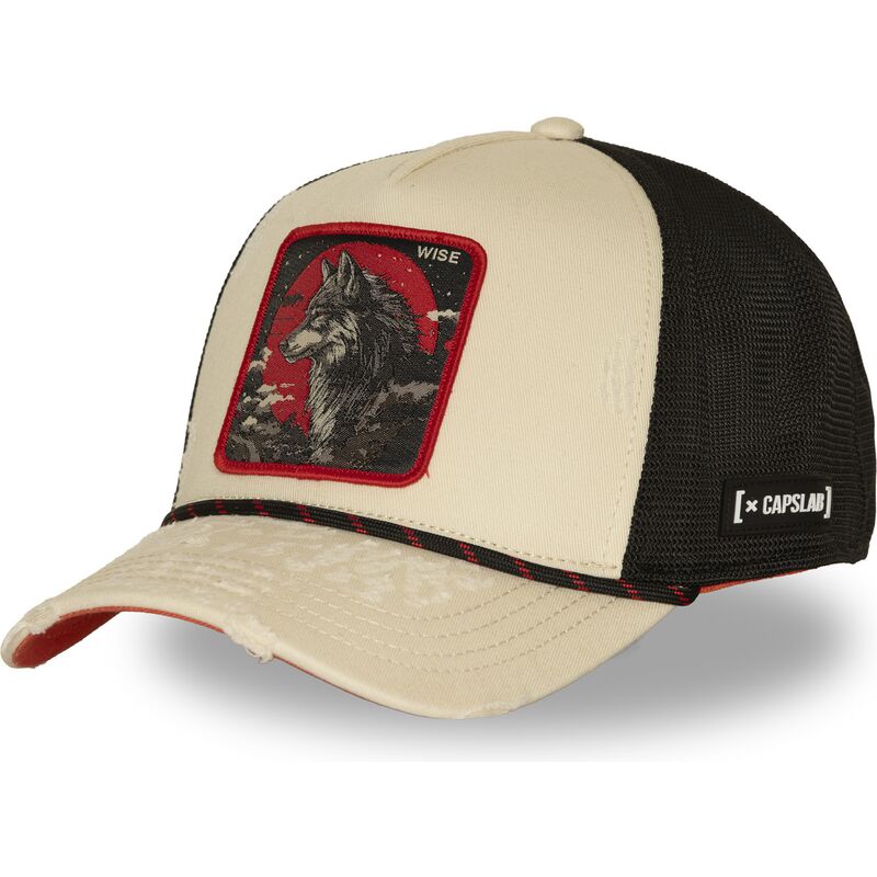 capslab-wolf-wise-bea3-wisb-beasts-beige-and-black-trucker-hat