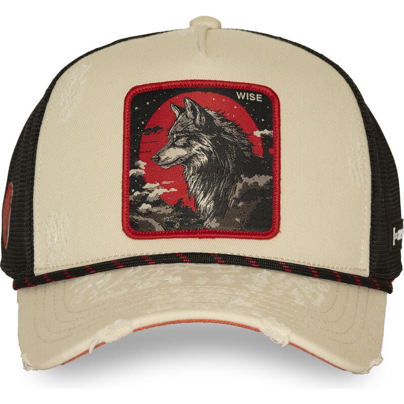 capslab-wolf-wise-bea3-wisb-beasts-beige-and-black-trucker-hat