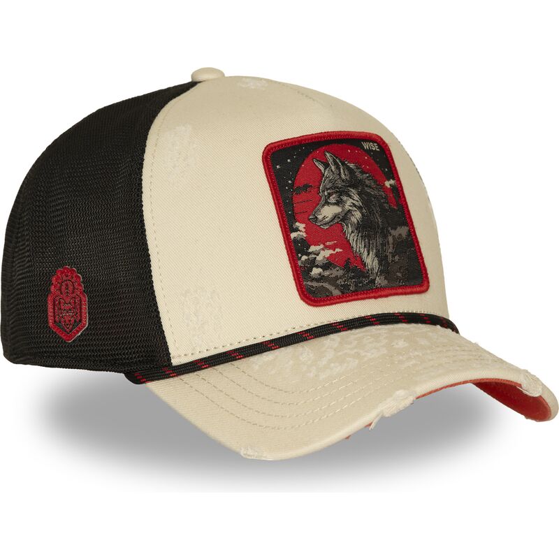 capslab-wolf-wise-bea3-wisb-beasts-beige-and-black-trucker-hat