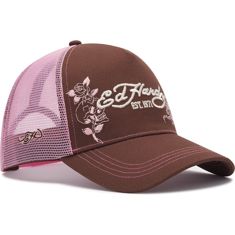 ed-hardy-skull-and-roses-brown-and-pink-trucker-hat