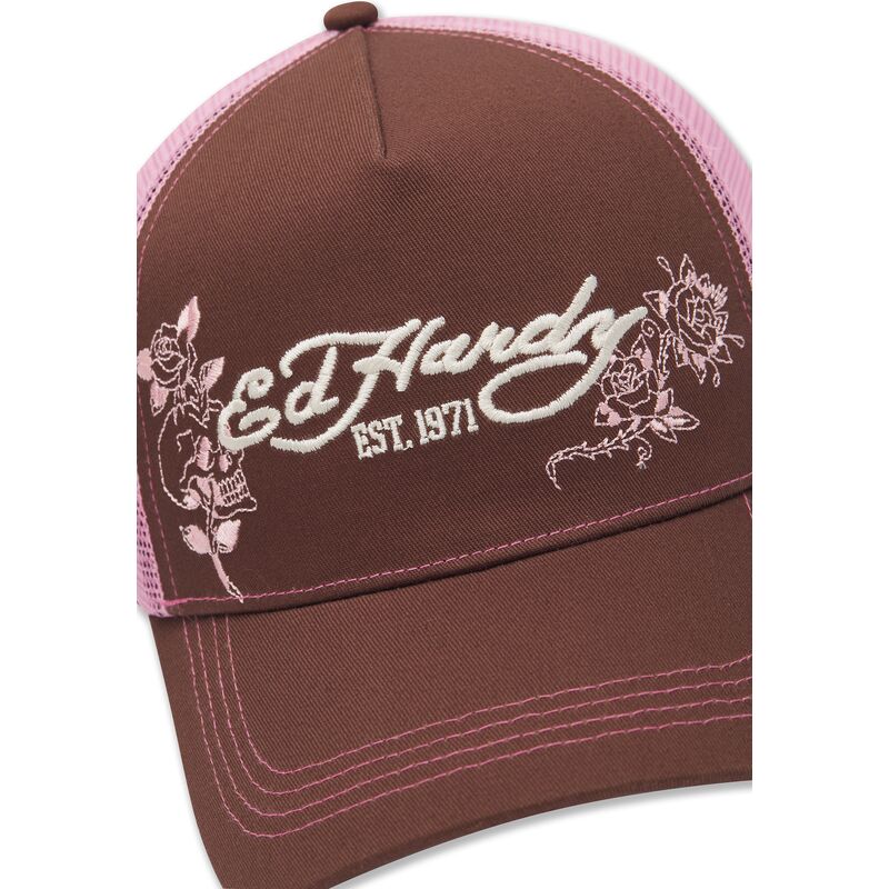 ed-hardy-skull-and-roses-brown-and-pink-trucker-hat