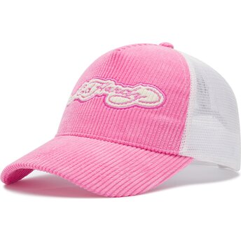 Ed Hardy Embroidery Applique Cord Pink and White Trucker Hat