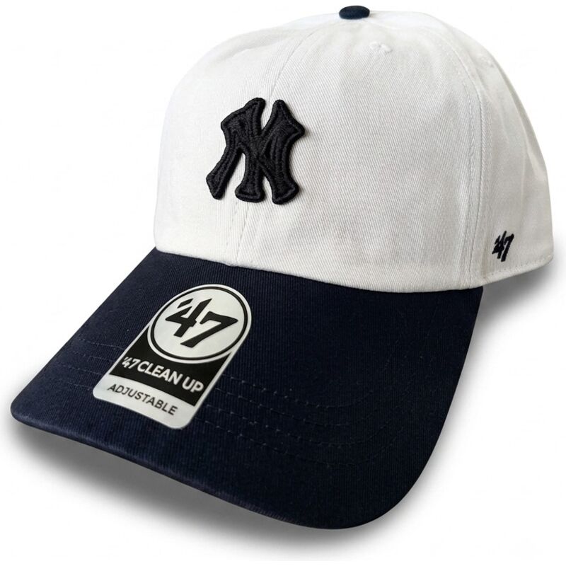 47-brand-curved-brim-clean-up-contemporary-two-tone-new-york-yankees-mlb-beige-and-navy-blue-adjustable-cap 47-brand-curved-brim-clean-up-contemporary-two-tone-new-york-yankees-mlb-beige-and-navy-blue-adjustable-cap