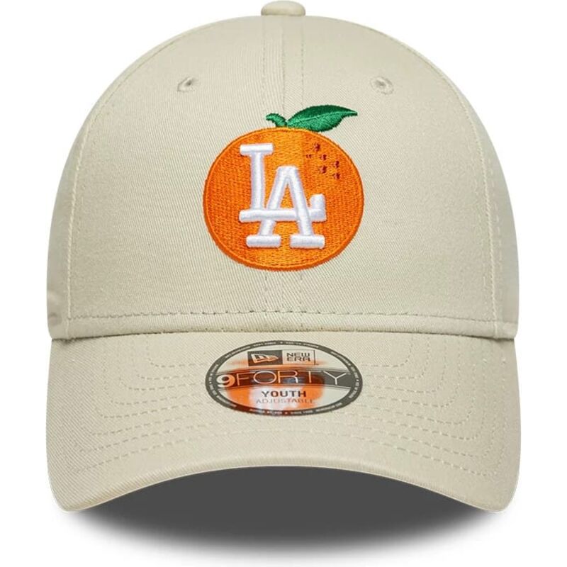 new-era-curved-brim-youth-9forty-fruit-icon-orange-los-angeles-dodgers-mlb-beige-adjustable-cap