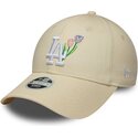 new-era-curved-brim-women-9forty-flower-icon-los-angeles-dodgers-mlb-beige-adjustable-cap