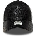 new-era-curved-brim-women-black-logo-9forty-pu-pattern-new-york-yankees-mlb-black-adjustable-cap
