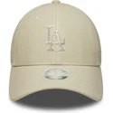 new-era-curved-brim-women-9forty-m-crown-pu-diamante-los-angeles-dodgers-mlb-beige-snapback-cap-with-beige-logo