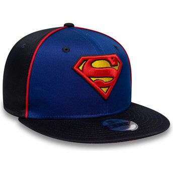 New Era Flat Brim Youth Superman 9FIFTY Piping DC Comics Blue Snapback Cap