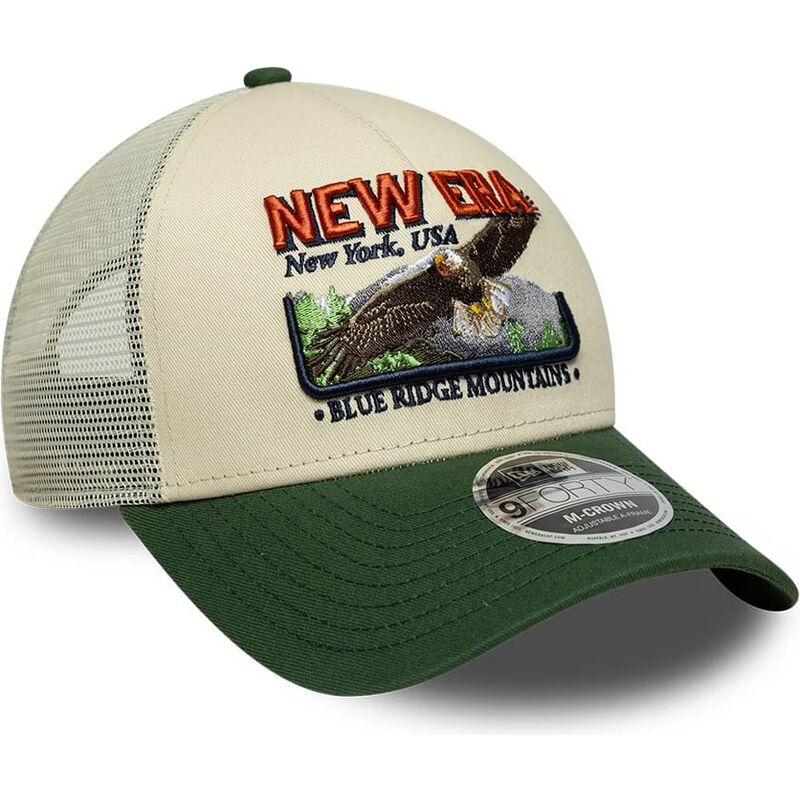 new-era-9forty-m-crown-a-frame-graphic-green-and-beige-trucker-hat new-era-9forty-m-crown-a-frame-graphic-green-and-beige-trucker-hat