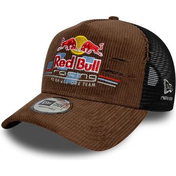 New Era A Frame Distressed Cord Red Bull Racing Formula 1 Brown and Black Trucker Hat