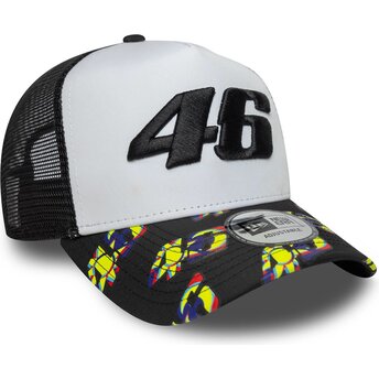 New Era E Frame Print Visor Valentino Rossi VR46 MotoGP Black and White Trucker Hat