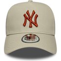 new-era-curved-brim-brown-logo-e-frame-league-essential-new-york-yankees-mlb-beige-snapback-cap