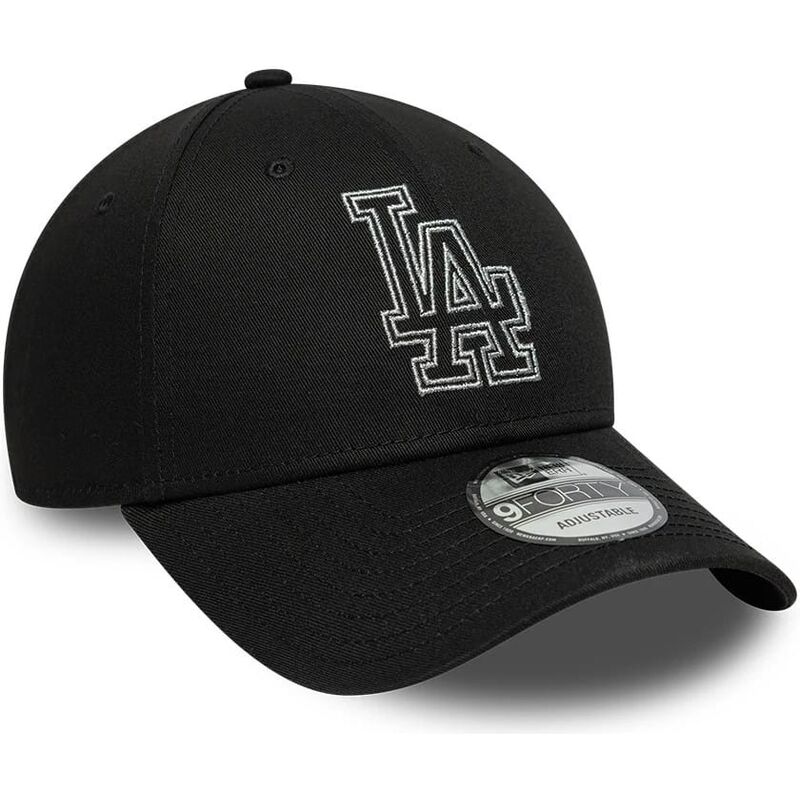 new-era-curved-brim-9forty-metallic-outline-los-angeles-dodgers-mlb-black-adjustable-cap