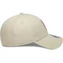new-era-curved-brim-brown-logo-9forty-faux-pony-infill-los-angeles-dodgers-mlb-beige-adjustable-cap