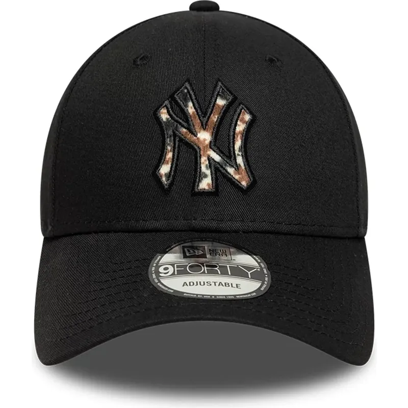 new-era-curved-brim-brown-logo-9forty-faux-pony-infill-new-york-yankees-mlb-black-adjustable-cap new-era-curved-brim-brown-logo-9forty-faux-pony-infill-new-york-yankees-mlb-black-adjustable-cap