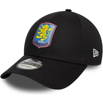 New Era Curved Brim 9FORTY Core Aston Villa Football Club Premier League Black Adjustable Cap