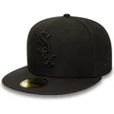 new-era-flat-brim-black-logo-59fifty-chicago-white-sox-mlb-black-fitted-cap