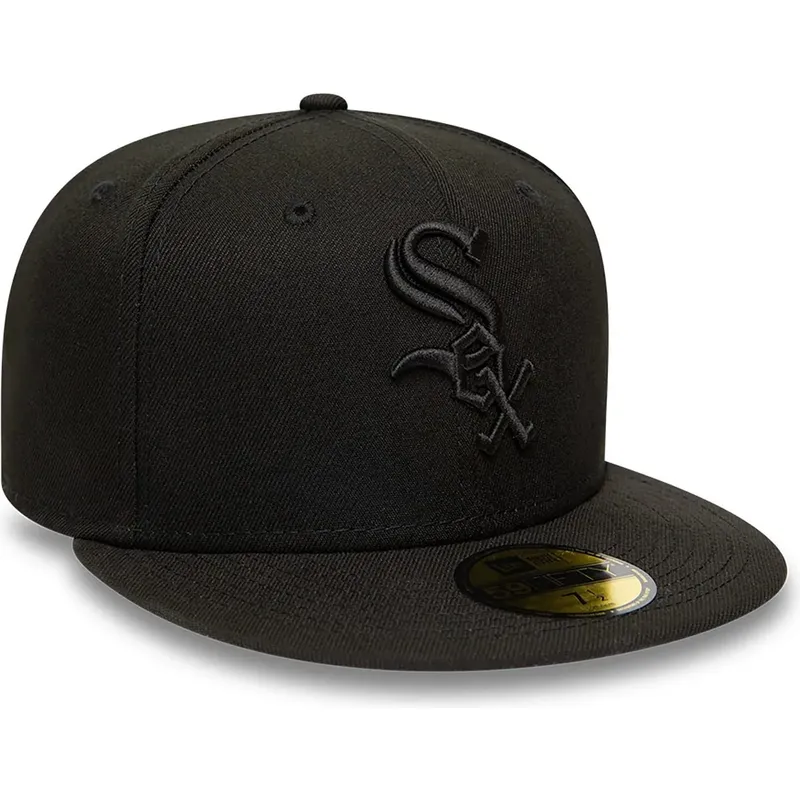 new-era-flat-brim-black-logo-59fifty-chicago-white-sox-mlb-black-fitted-cap new-era-flat-brim-black-logo-59fifty-chicago-white-sox-mlb-black-fitted-cap