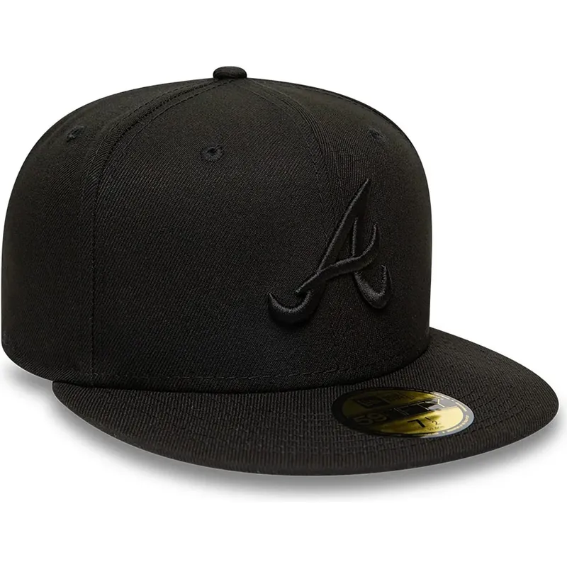 new-era-flat-brim-black-logo-59fifty-atlanta-braves-mlb-black-fitted-cap new-era-flat-brim-black-logo-59fifty-atlanta-braves-mlb-black-fitted-cap