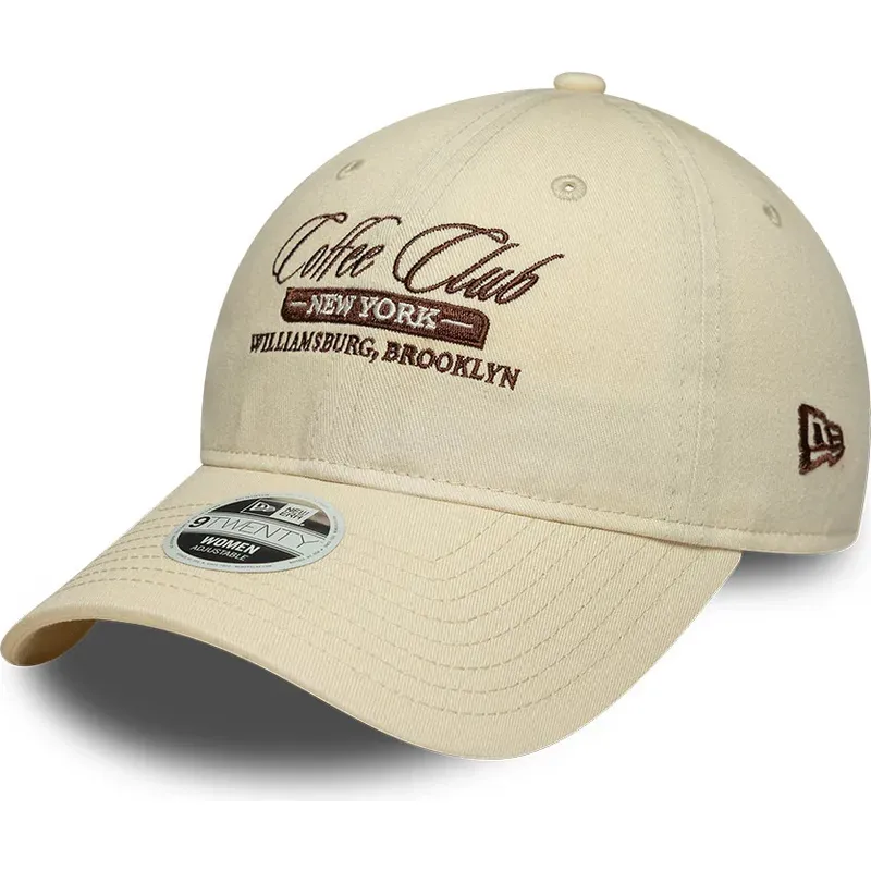 new-era-curved-brim-women-9twenty-coffee-club-beige-adjustable-cap